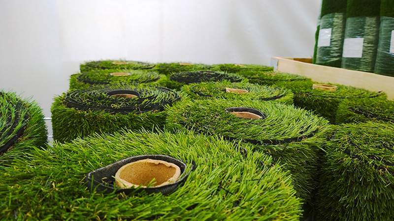 Rolls of green artificial