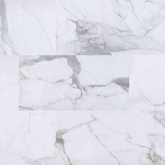 Calcatta Legend vinyl flooring, marble-look design